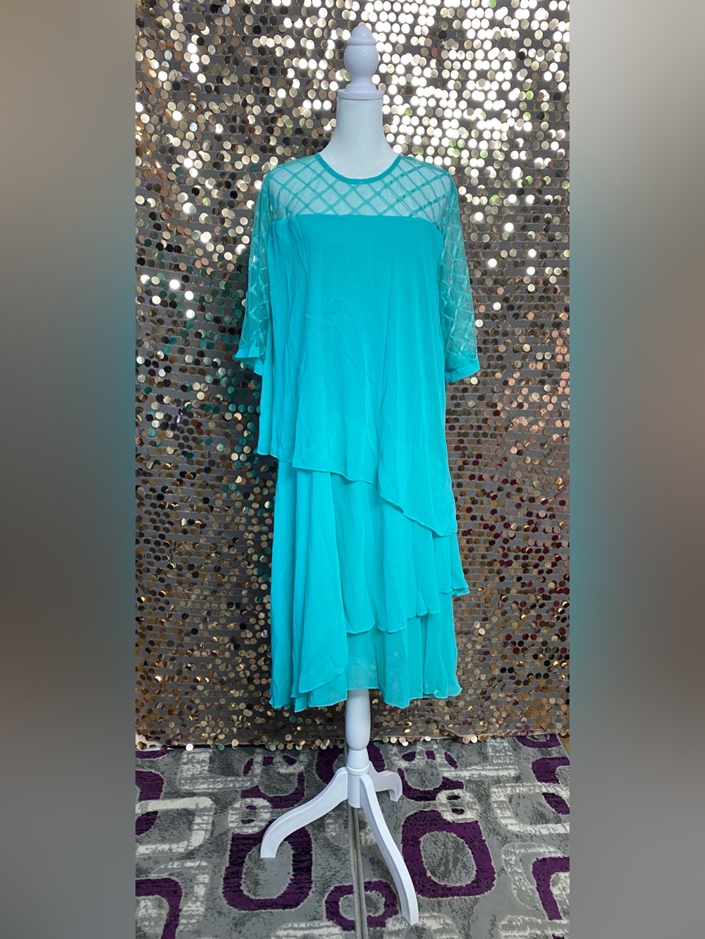 Layered Teal Women's Dress #1604